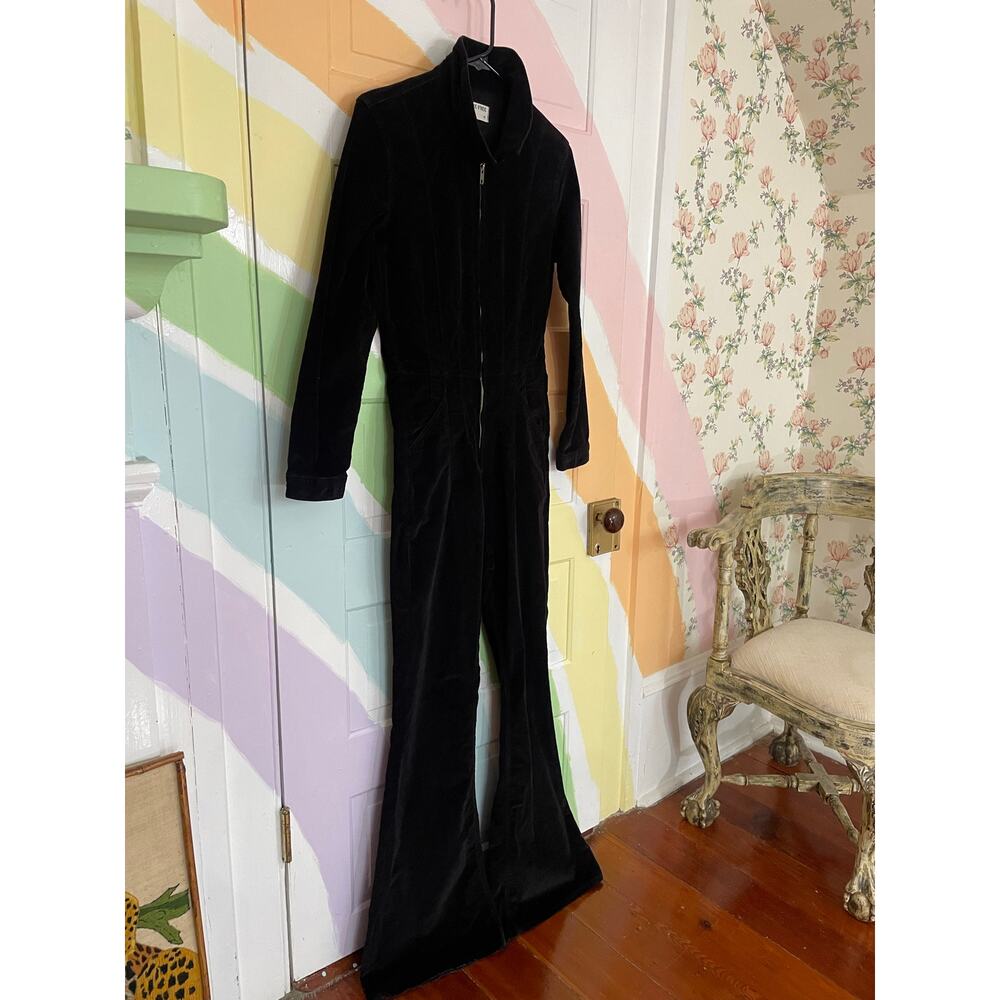 Free People We The Free Jayde Corduroy Flare Jumpsuit Black Medium - Picture 2 of 13